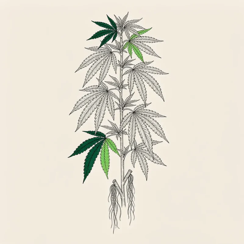 新麻1号 纤维用工业大麻 麻叶与纤维束